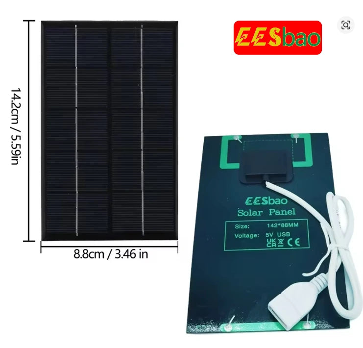 Portable Waterproof Solar Panel Charger – 5W USB for Phones, Tablets & Outdoor Hiking